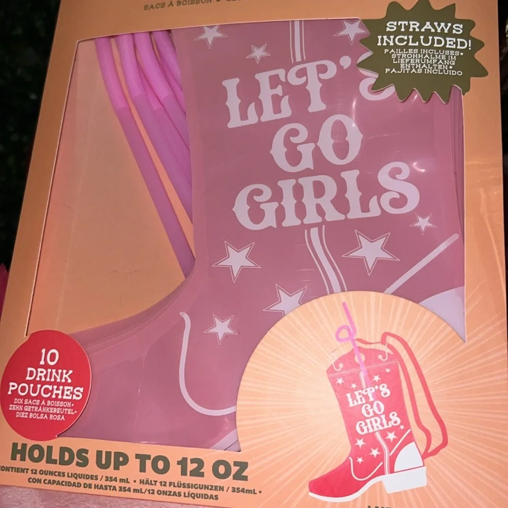 🩷🎀 pink cowgirl drinking pouch set